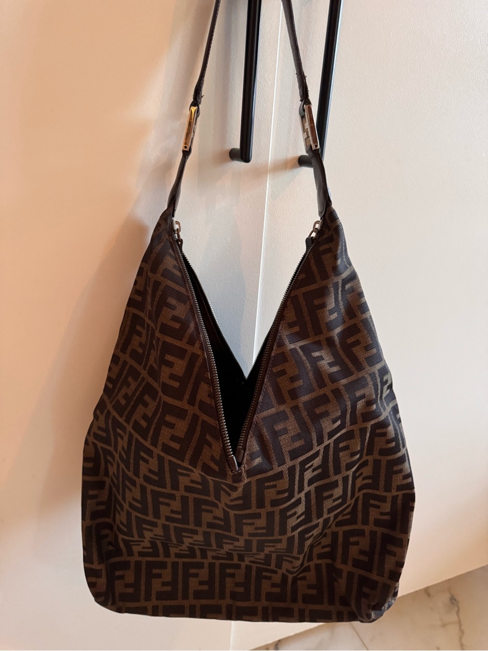 Fendi Brown and Dark Brown Monogram Shoulder Bag